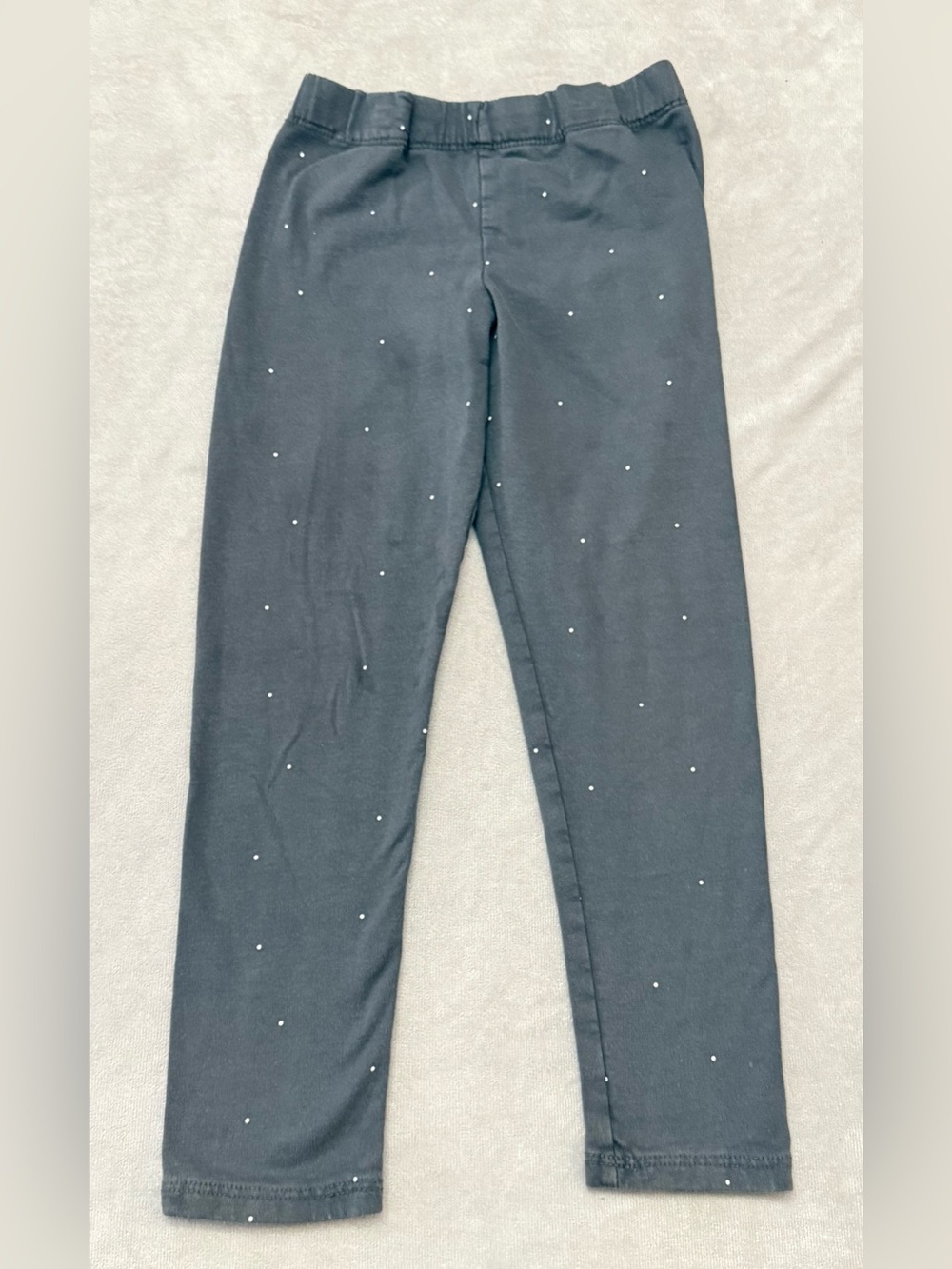 H&M Girls Gray Polka Dot Leggings Size 6X Warm Fleece Lined Stretch Pants